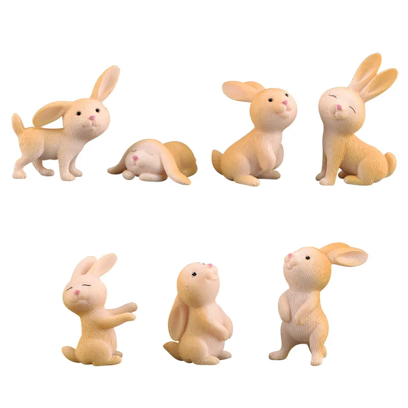 7 шт./компл. Kawaii микро кролик миниатюрные животные ремесла ПВХ Модель зайца