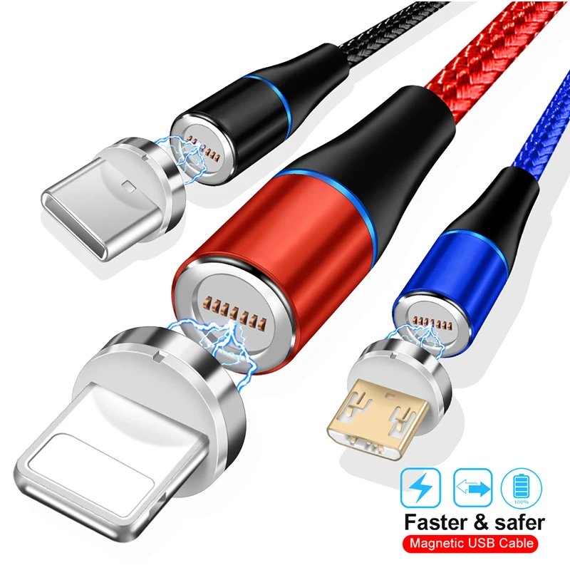 Зарядное устройство с магнитным кабелем для мобильного телефона 3 А 2 м Micro usb type C