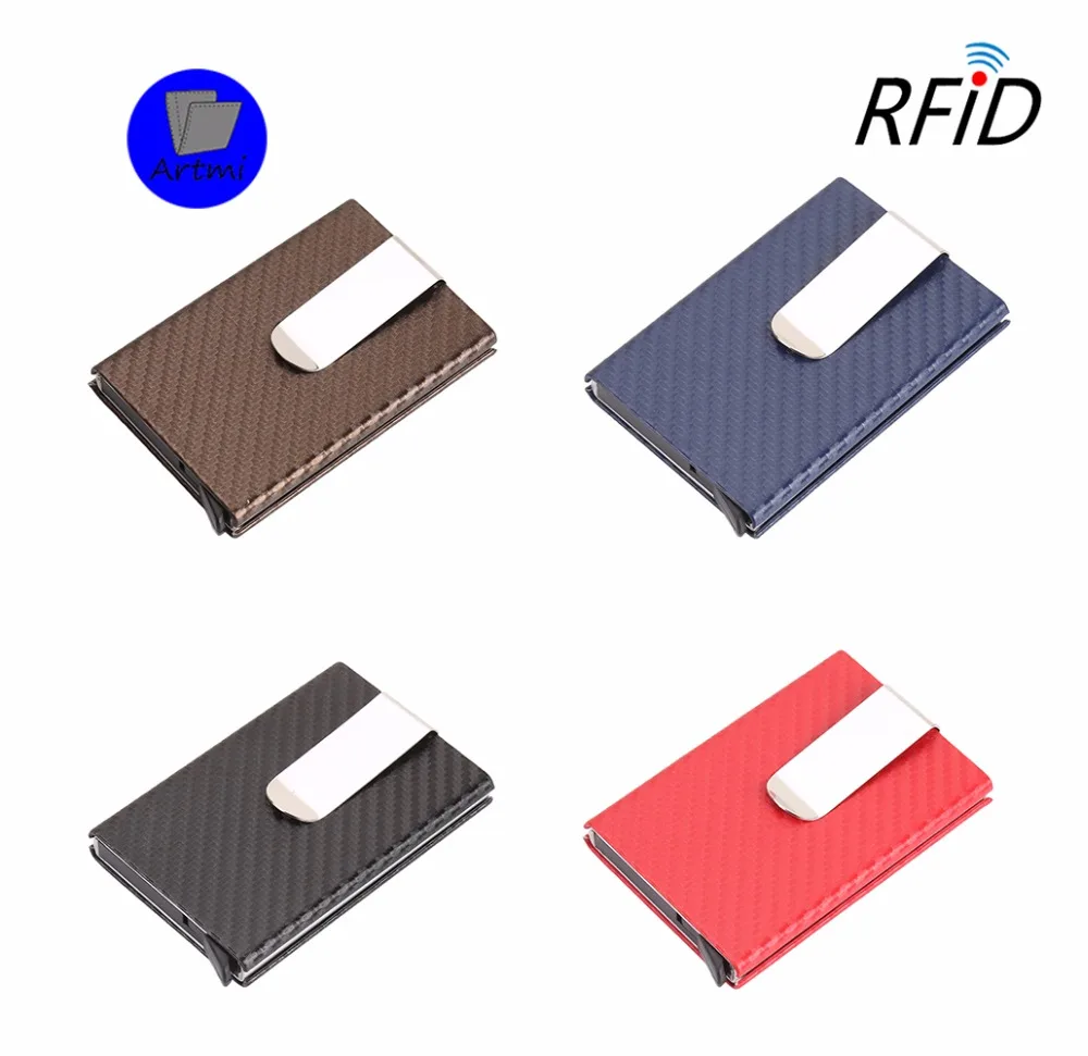 Artmi Men Business Card Case RFID Blocking Wallet Carbon Fiber Holder Automatic Pop-up Aluminum | Багаж и сумки