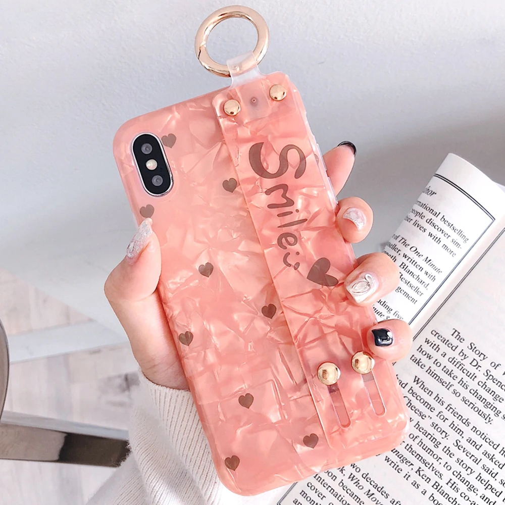 L-FADNUT браслет-держатель чехол для iPhone Xr X Xs Max 7 8 6 S Plus резиновый Loveheart с рисунком