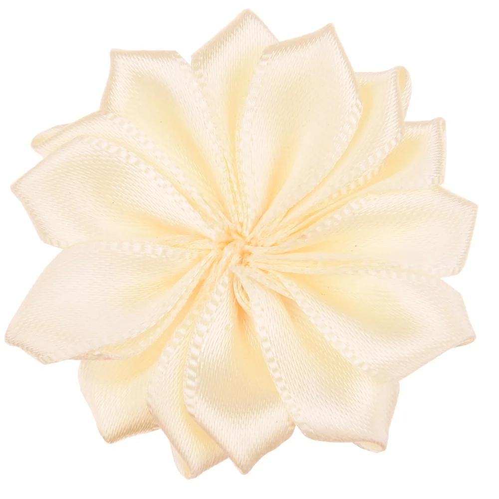 Ivory 20 шт., 4 см., атласные цветы для волос, сделай сам, модный аксессуар, букет, аксессуары для волос, розетка, острый, без банта, без заколки для волос - Цвет: Ivory