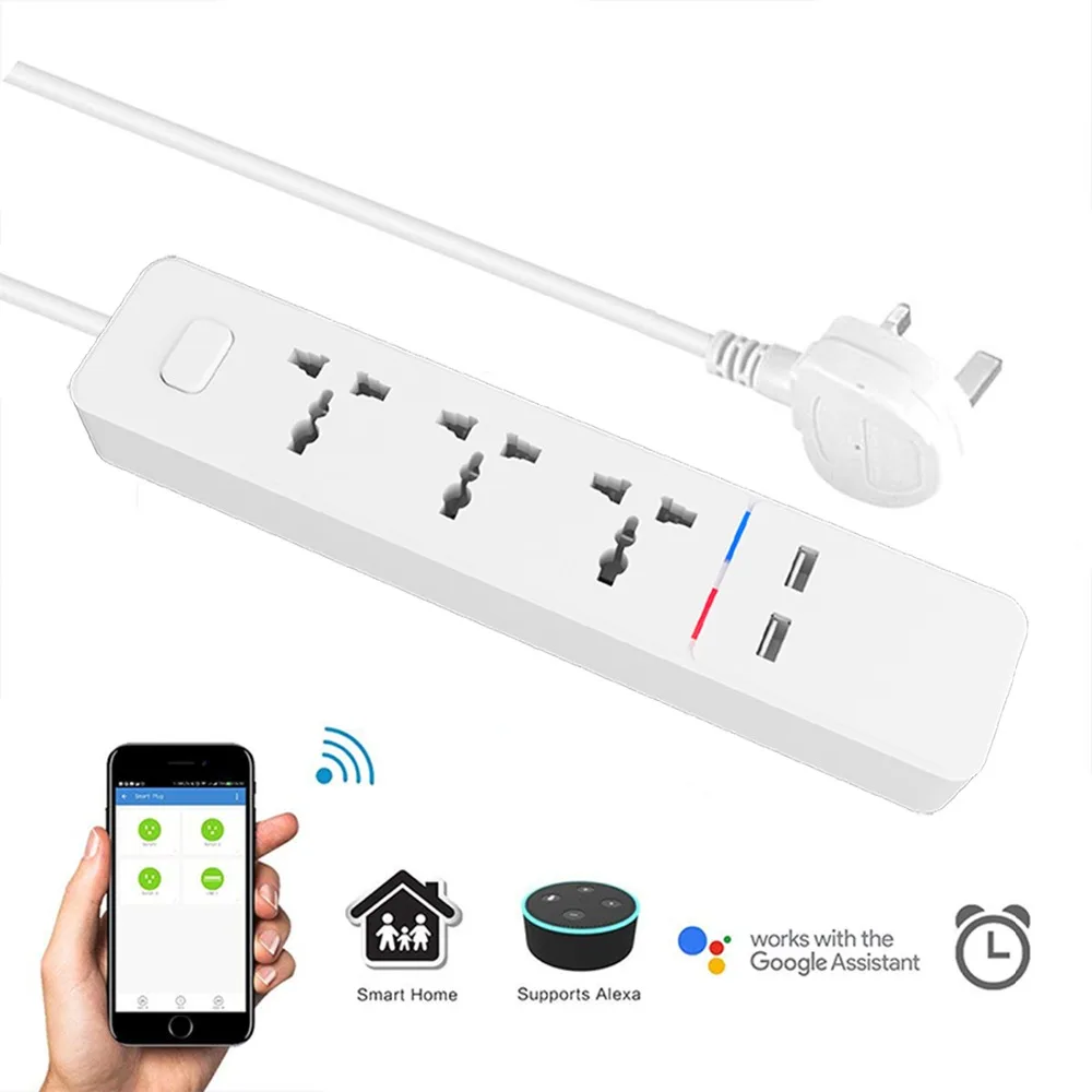 Wifi умная лента питания с универсальным 3 гнездами 2 USB зарядная станция работает