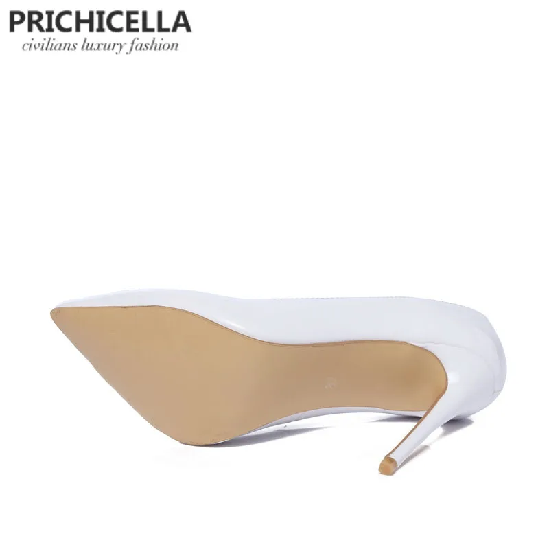 PRICHICELLA/белые туфли из натуральной кожи на тонком высоком каблуке с красным сердцем; женские вечерние свадебные туфли размера плюс