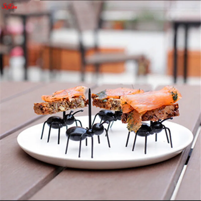 12Pcs Fruit Fork Hardworking Ants Forks Snack Cake Dessert Tableware For Home Kitchen Party Dinner Multi-functional 6Z |