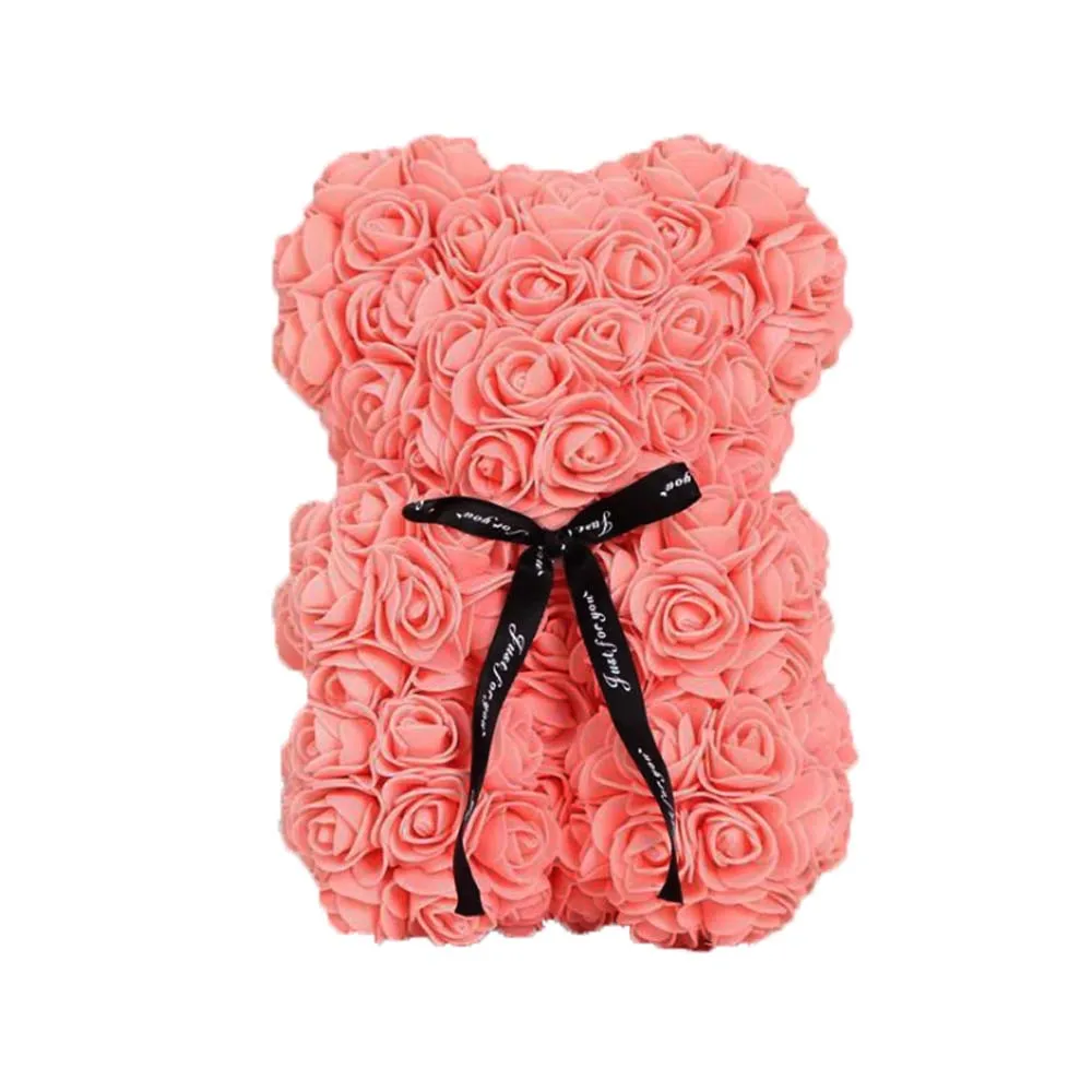 

Valentines Romantic Gift Box PE Rose Bear Artificial Rose Decorations Cute Cartoon Girlfriend Kid Gift Mother's Day Gift 25 Cm