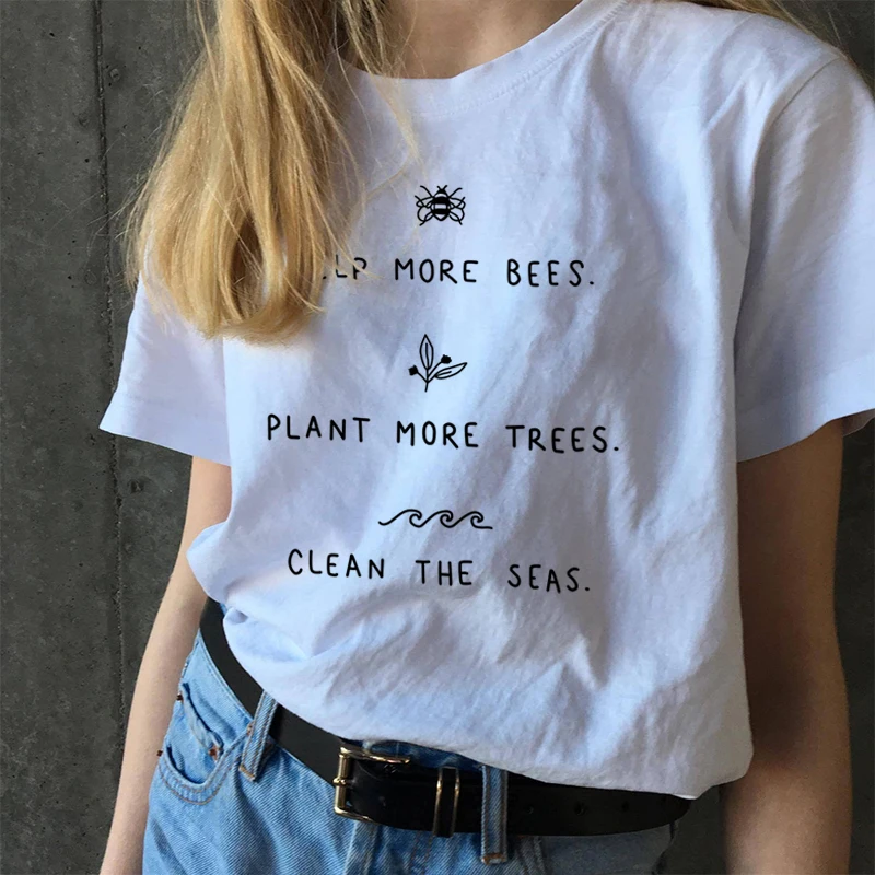 HELP MORE BEES женская футболка в стиле Харадзюку летняя повседневная с деревьями и