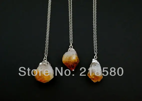 Женское Ожерелье из серебряных звеньев с цитрином | Украшения и аксессуары