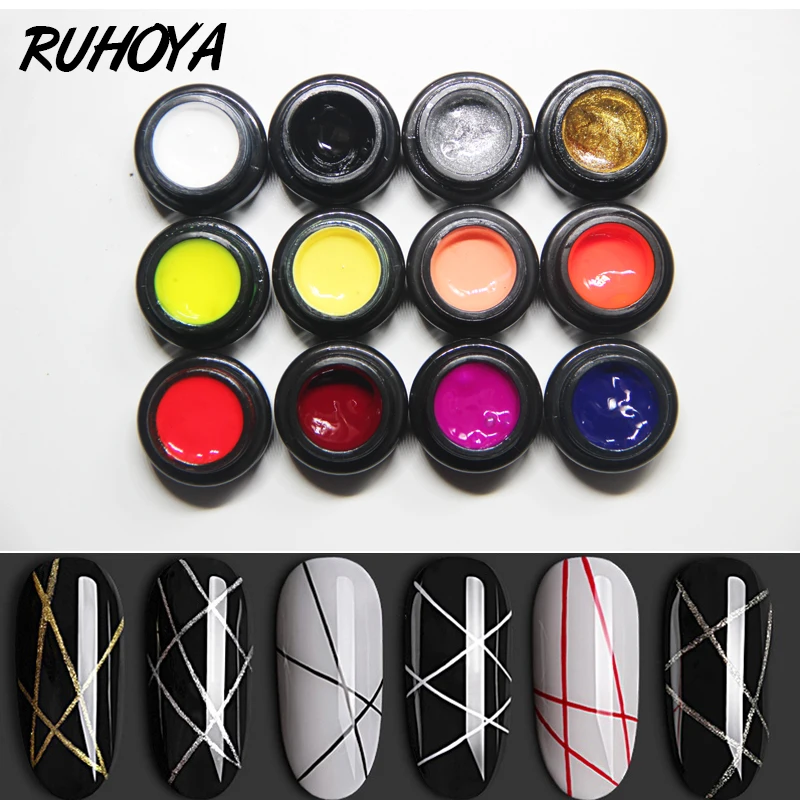 Металлический Spider лак для ногтей Ruhoya впитывающийся УФ гель покрытые лаком ногти