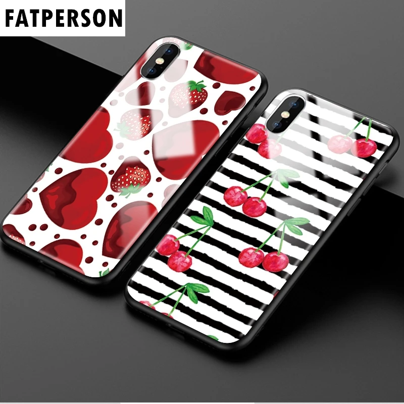 Модный Цветной фруктовый чехол из закаленного стекла для телефона iphone 5 6 7 8 6s 6splus