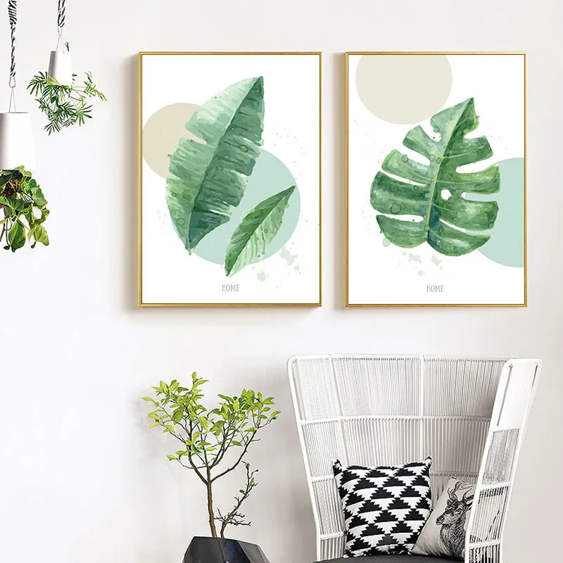 Nordic Green Leaves Canvas Painting Modern Plant Leaf Art Posters and Prints Wall Pictures for Living Room Home Decoration | Дом и сад