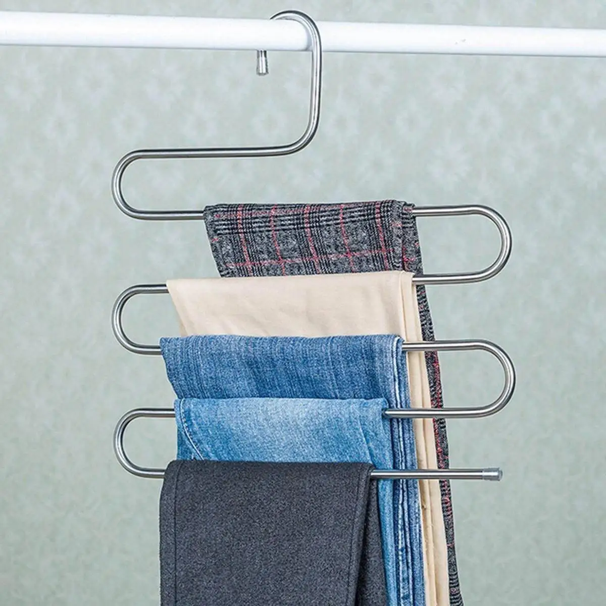 Pants Hanger Fashion Layers Trousers Organizer Hanging Clothes Rack Household Supplies storage shelf | Дом и сад