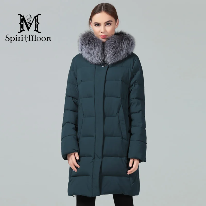 SpiritMoon 2018 Модный Женский Пуховик Длинная Теплая Женская Куртка с Капюшоном Одежда
