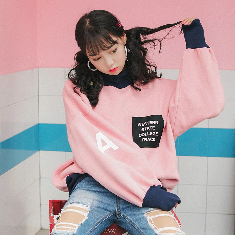 Зимняя женская Толстовка Harajuku Kawaii Топ в стиле &quotпреппи&quot с рукавами &quotлетучая