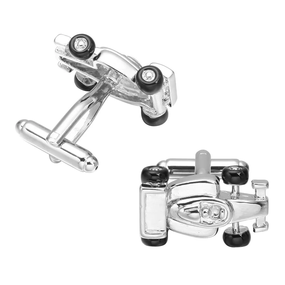 Запонки с черными колесами в коробке рисунком спортивного автомобиля | Украшения