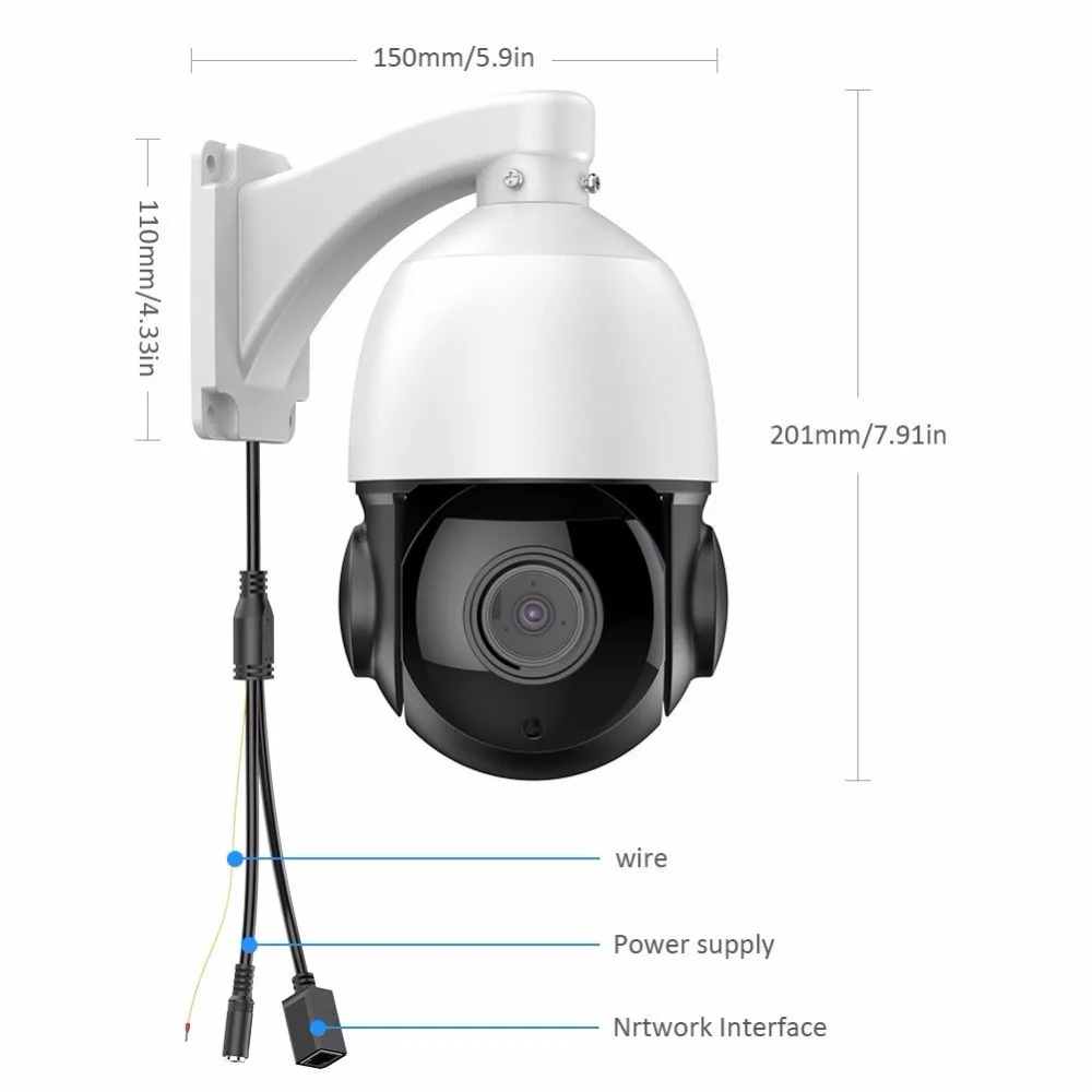 Безопасность Открытый IP66 4 "Мини высокоскоростной IP PTZ камера POE 1080 P 2 0