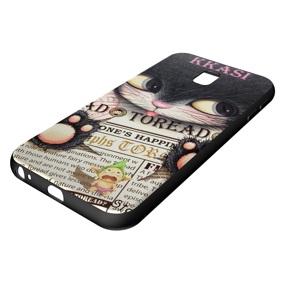 Чехол из TPU DAGUDON Relief для Samsung Galaxy J3 2017 (модель J330) с милым котом, мягкий силиконовый чехол для мобильных телефонов Galaxy.