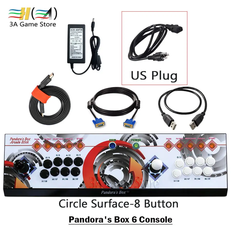 8button circle US 3а игровая компания оригинальная Pandora's Box 6 1300 в 1 8 кнопочная аркадная консоль usb джойстик управления аркадная видеоигра контроллер - Цвет: 8button circle US