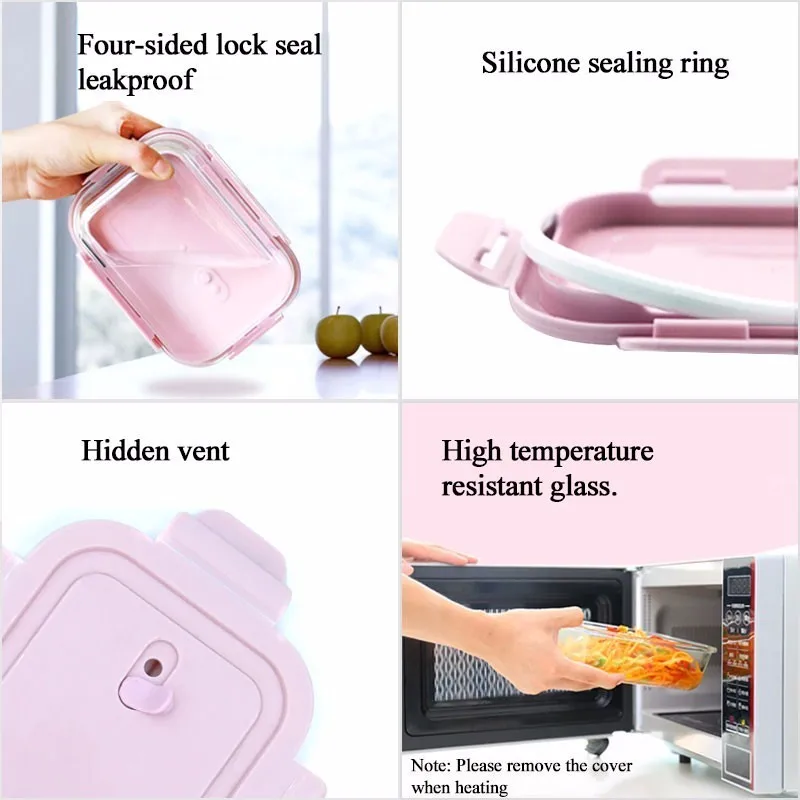 3 шт. стеклянный Ланч бокс с крышкой можно наполнить супом микроволновой печи