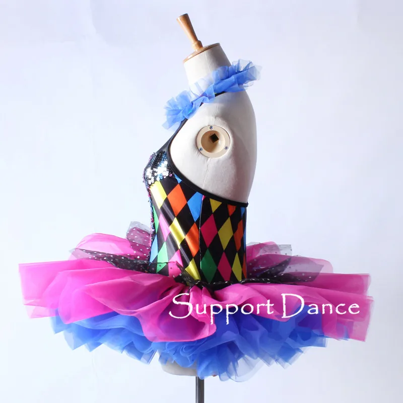 Балетное платье-пачка для девушек с рюшами и блестками женский красочный костюм