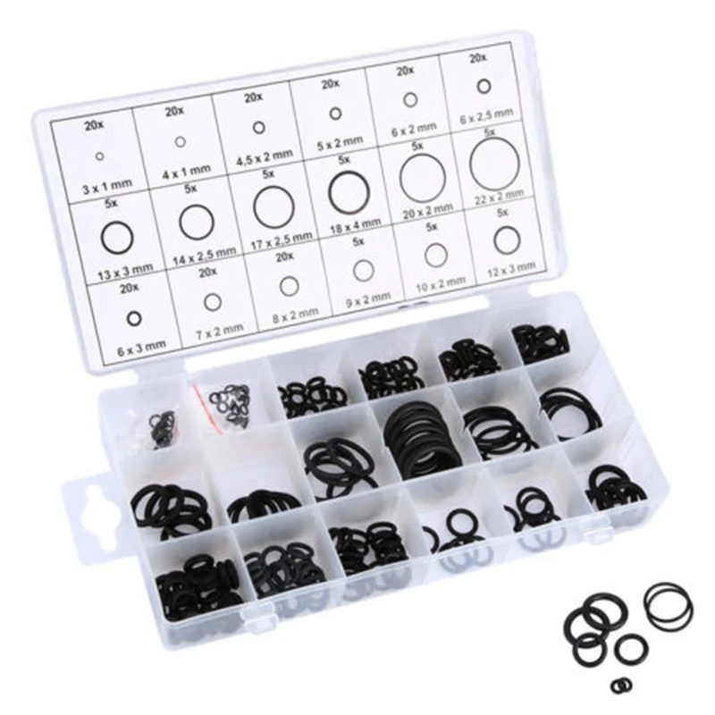 225x Rubber O Ring O-Ring Washer Seals Gasket Assortment Black for Car 18 Sizes | Автомобили и мотоциклы