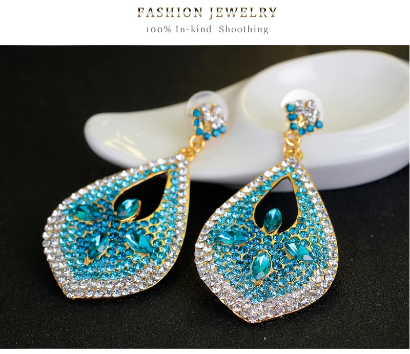 Новые Прозрачные Серьги с синими кристаллами и Ms большие золотые серьги высокого