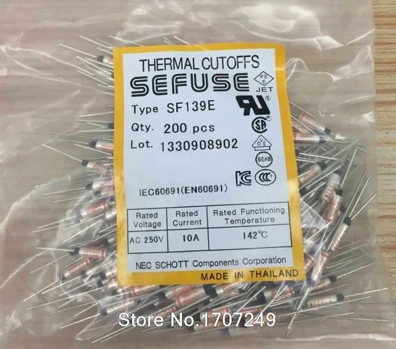 

Free Shipping 5PCS/lot NEW SF139E SEFUSE Cutoffs Thermal Fuse 142C 142 Degree 10A 250V Metal fuse SF139E