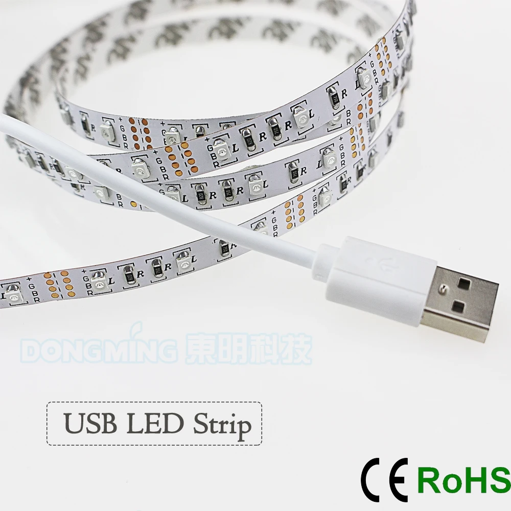 60 светодиодов/m Адаптер длиной 1 м/2 м/3 М/4 м/5 м Светодиодная лента USB светильник 5V 3528