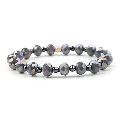 Crystal Hematite 1 BOJIU Trendy Faceted Crystal Strand Bracelet For Women Cute Pink Purple Gray Black Crystal Bead Bracelet Hot Lady Jewelry BC276 - Окраска металла: Crystal Hematite 1