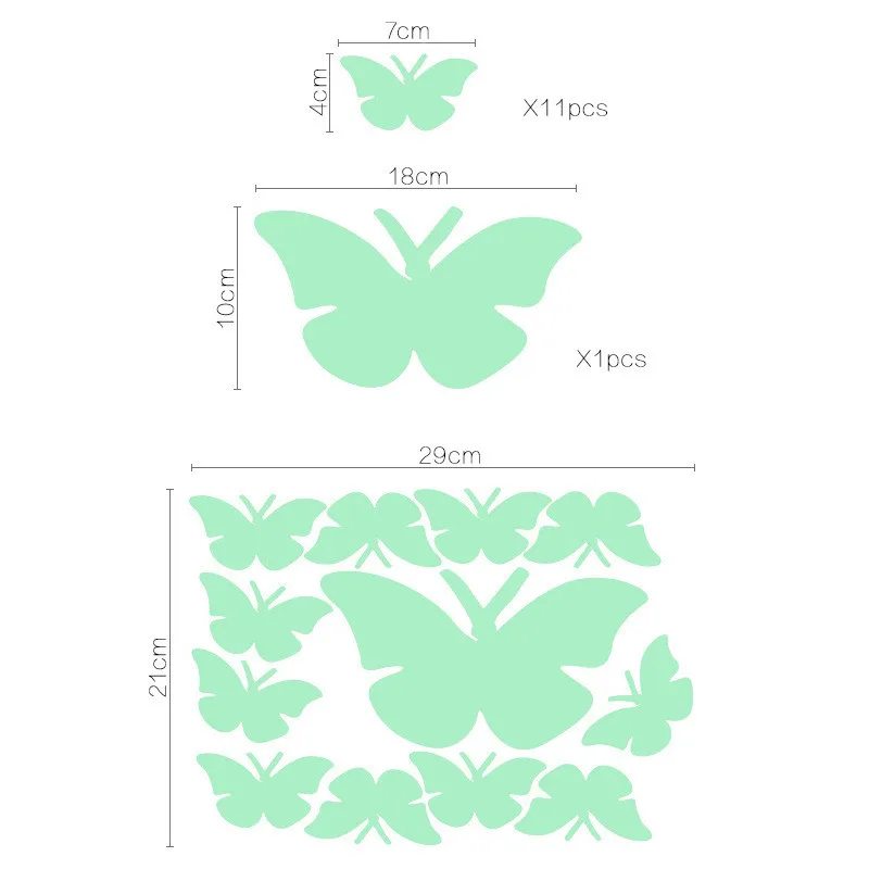 YRHCD ECO-friendly vinyl DIY Cute carton butterfly Luminous wall Sticker for Kids Room decor Minimalist Living decoration | Дом и сад