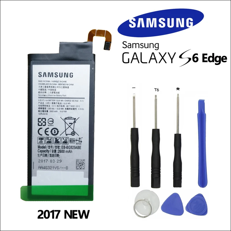 5 шт. Оригинальная батарея EB BG925ABE для Samsung Galaxy S6 edge SM G925 2600 мАч запасная akku Li Ion AAA +
