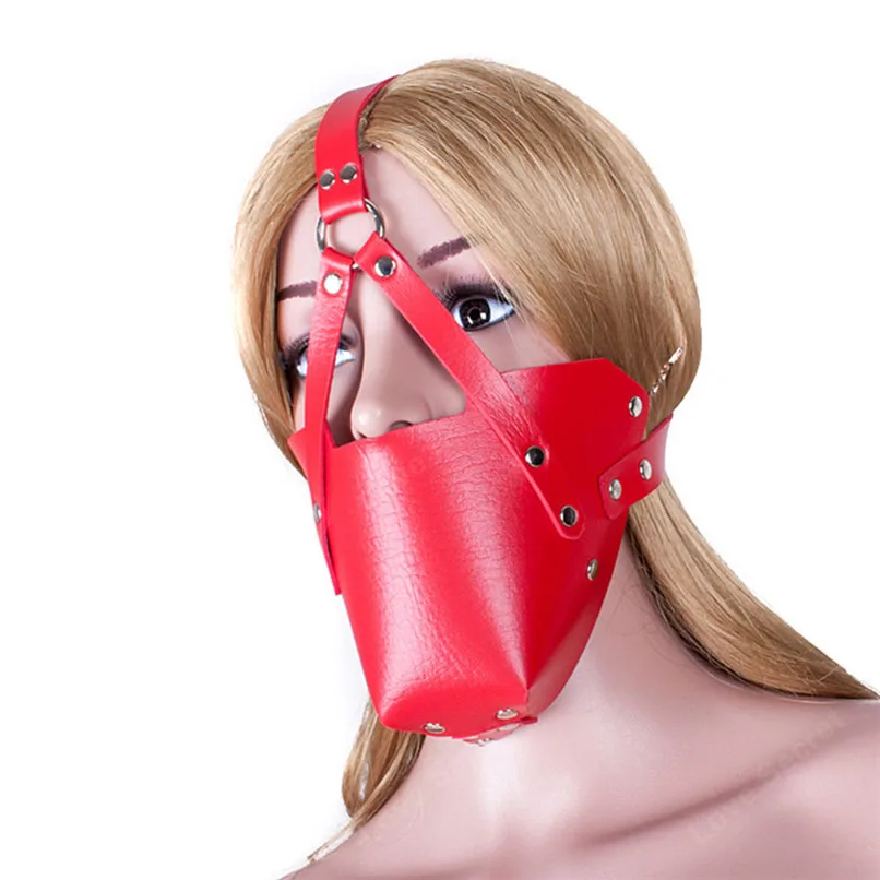 Красная повязка на голову из искусственной кожи открытый рот кляп с маской секс