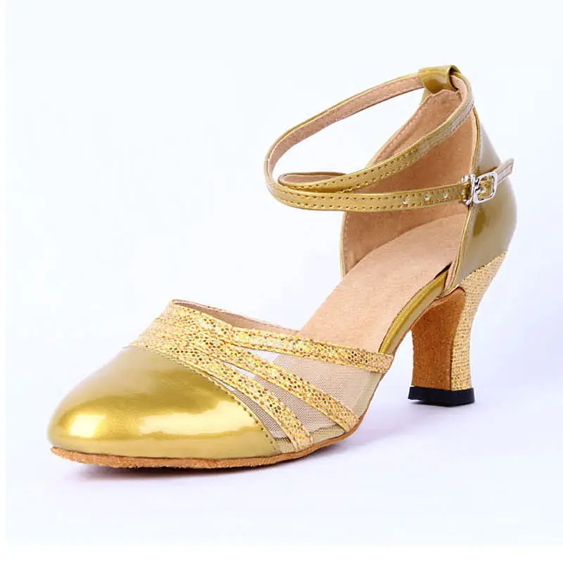 Туфли женские для латиноамериканских танцев мягкая подошва 5 см закрытый носок