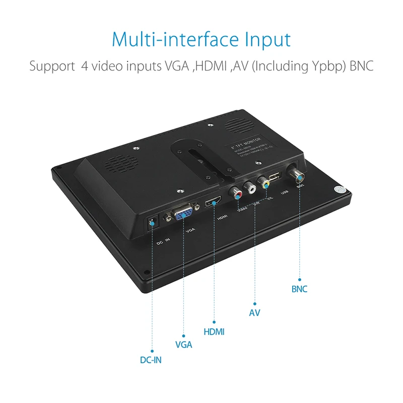 EYOYO EM08B 8 дюймов TFT lcd цветной монитор с VGA HDMI видео входным интерфейсом ips экран для