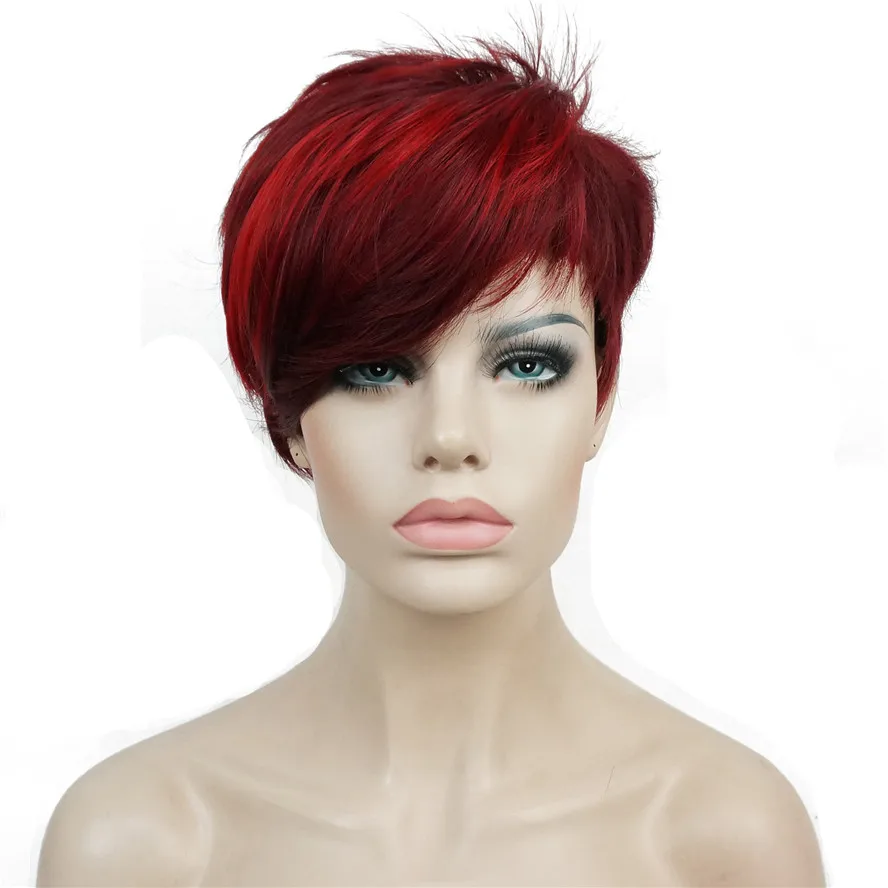 StrongBeauty женский красный короткий парик Пикси срезанный синтетический монолитным Полный Парики натуральный