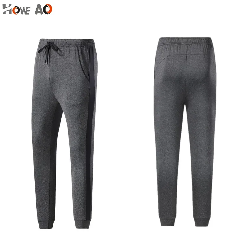 HOWE AO, мужские спортивные штаны, леггинсы для бега, облегающие штаны для бега, компрессионные штаны для тренировок, тренировок, упражнений - Цвет: Серый
