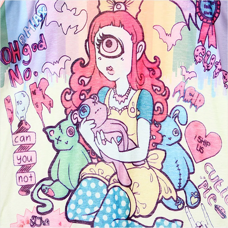 Футболка Wkoud с принтом персонажа женская летняя футболка в стиле Харадзюку новые