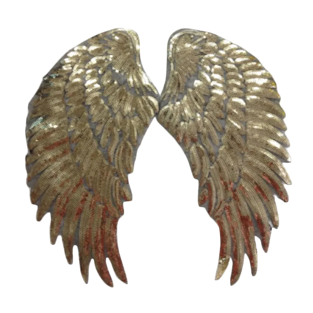 1Pair Clothes Sewing Decoration Patches Applique Motif Angel Wings Sequins Iron-On Embroidered Patch Drop Shipping #0528 | Дом и сад