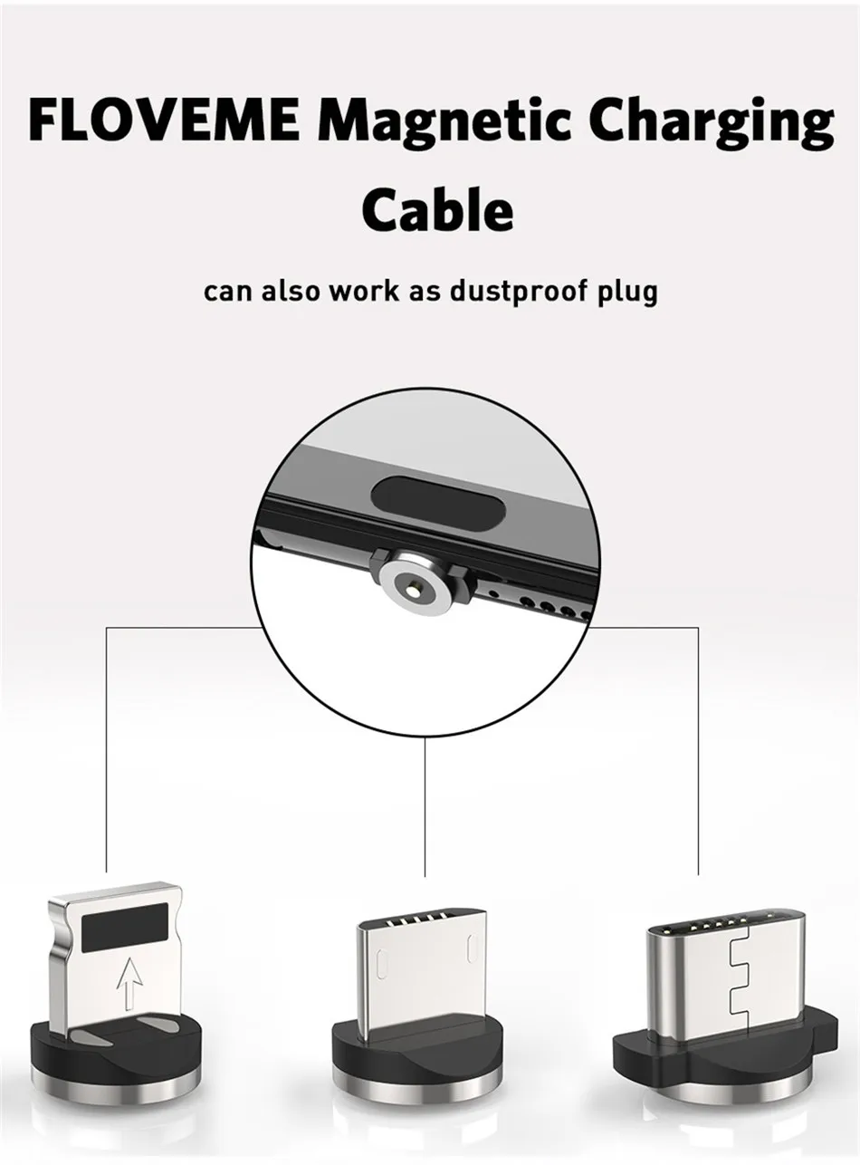 Магнитный светодиодный кабель USLION type C Micro usb для зарядки iPhone XS MAX, магнитное зарядное устройство USB C, кабель для samsung huawei Xiaomi
