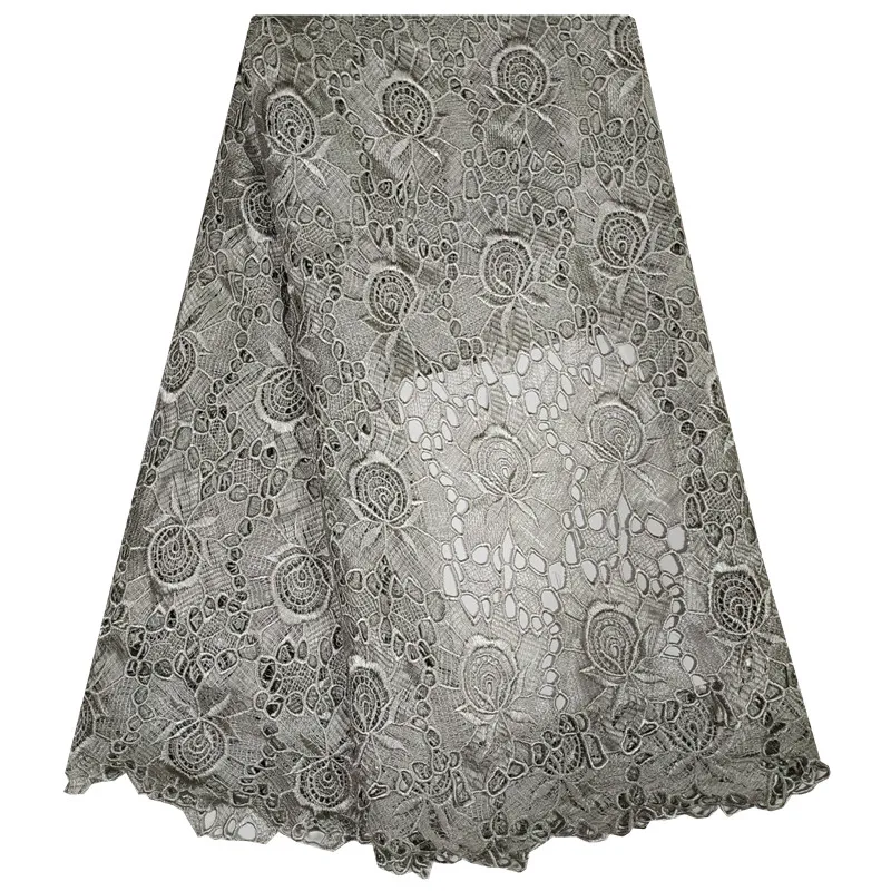 

Latest 2018 High quality Water soluble Cord Embroidery African lace fabric Yellow Swiss chemical Lace fabric 1275