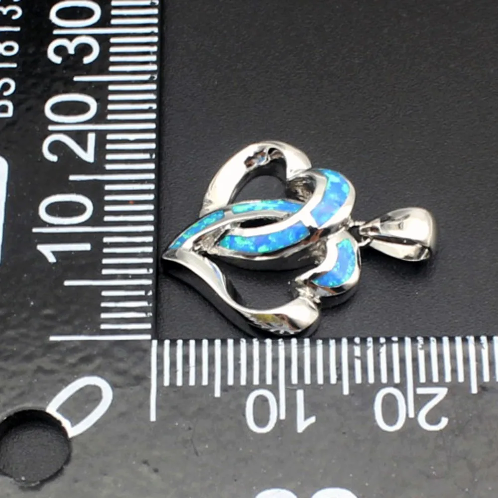 

Hermosa Jewelry Trendy Fashion Opal Heart To Heart Silver Color Necklace Pendants 22MM