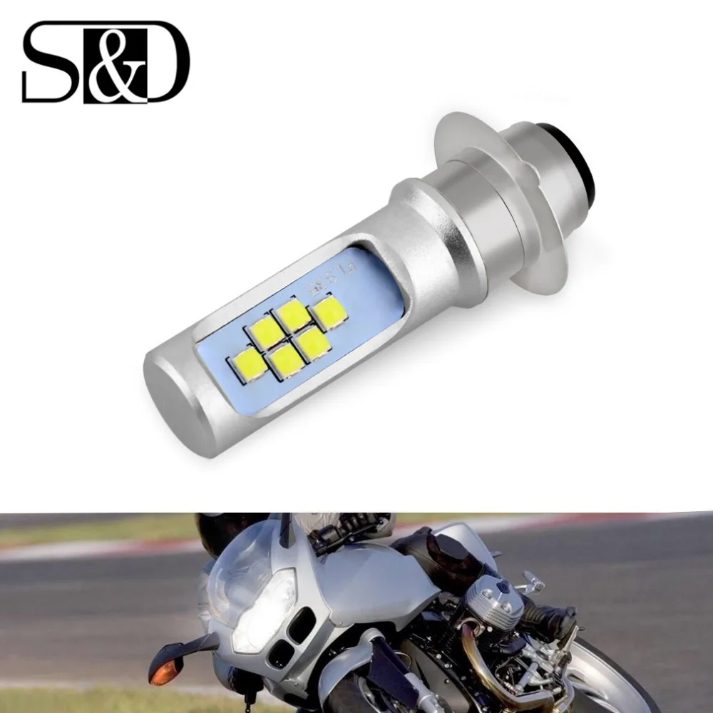

P15D светодиодные лампы для мотоциклетных фар 12SMD 1200LM Hi low Противотуманные фары DRL лампа скутер Moto фара 6000k белый