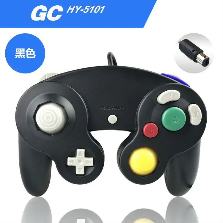 black-GC port Полный геймпады для Gamecube контроллер проводной ручной джойстик для NAND для GC контроллер для MAC компьютера ПК - Цвет: black-GC port