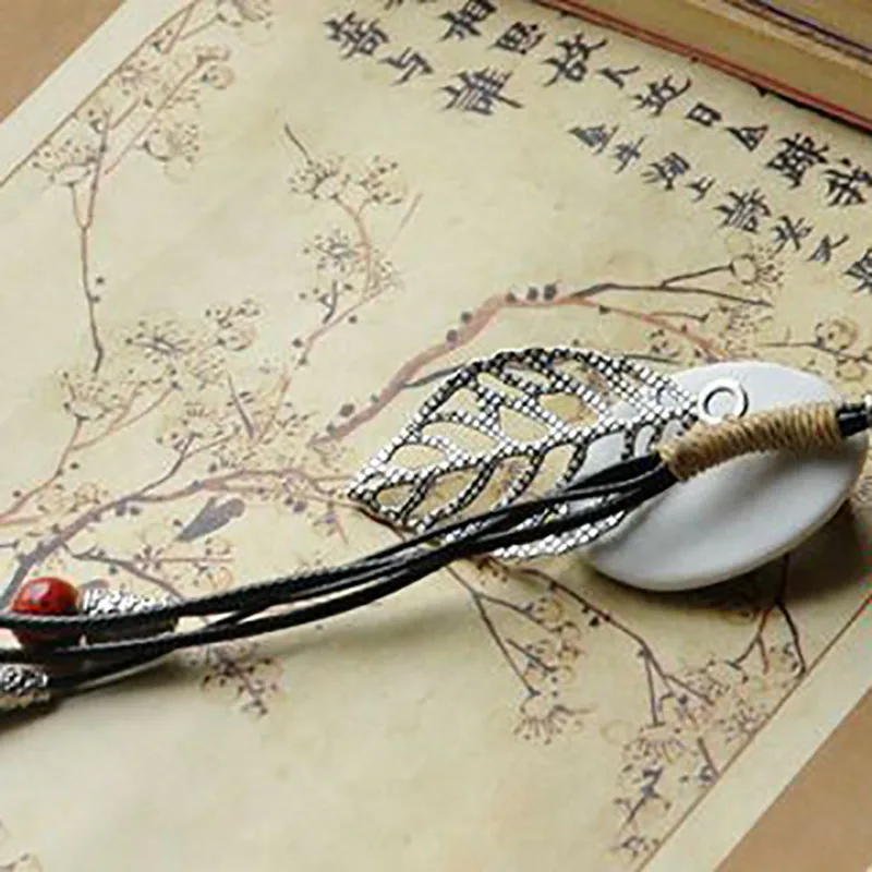 Длинные цепочки ожерелье керамический синий цвет бусы подвески чокер полые