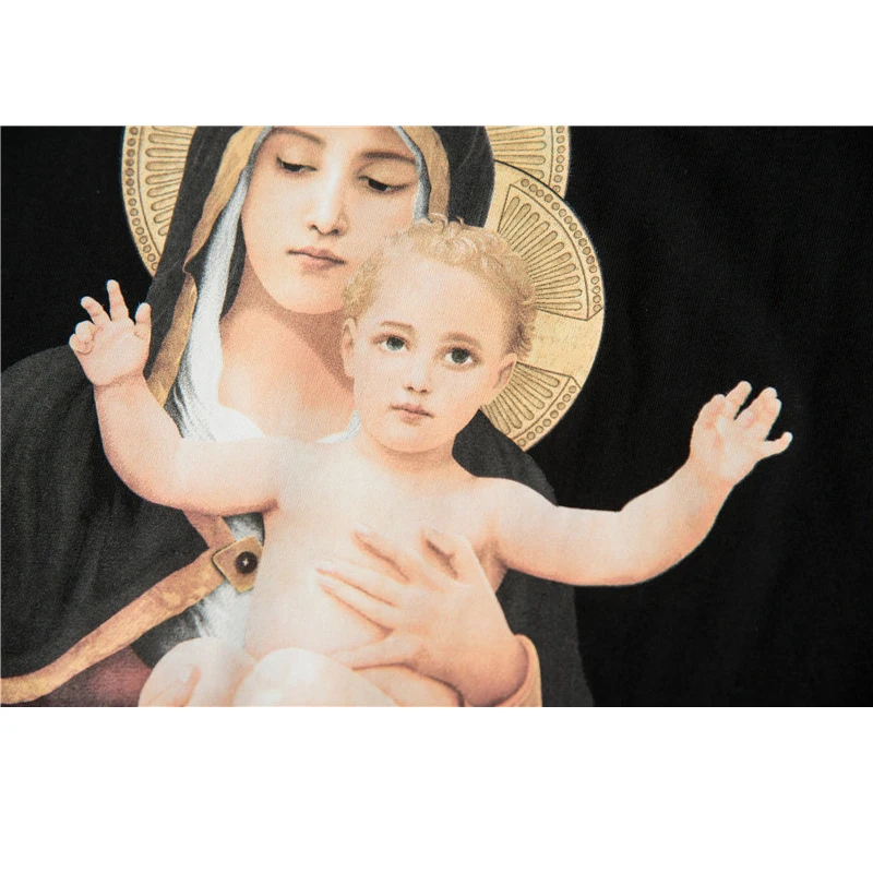 Мужская футболка с принтом Godmother черная уличная круглым вырезом в стиле хип хоп