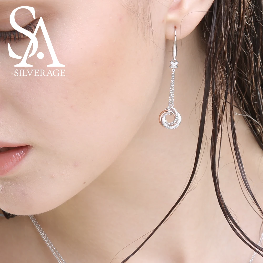 Женские длинные серьги из серебра 925 пробы цвета розового золота|drop earrings|earrings