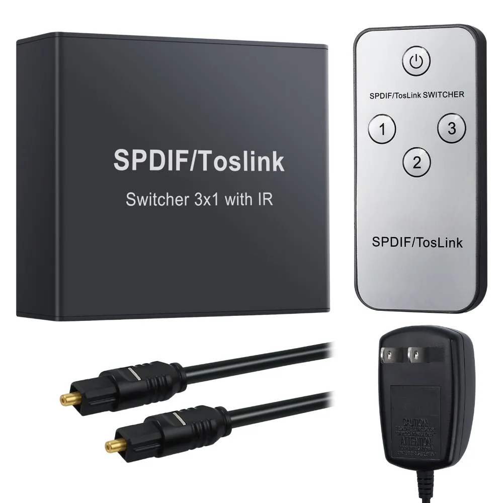 Proster 3x1 переключатель дистанционного управления SPDIF TosLink 3 в 1 выход сплиттер Цифровой оптический аудио коммутатор Поддержка LPCM2.0 DTS Dolby AC3