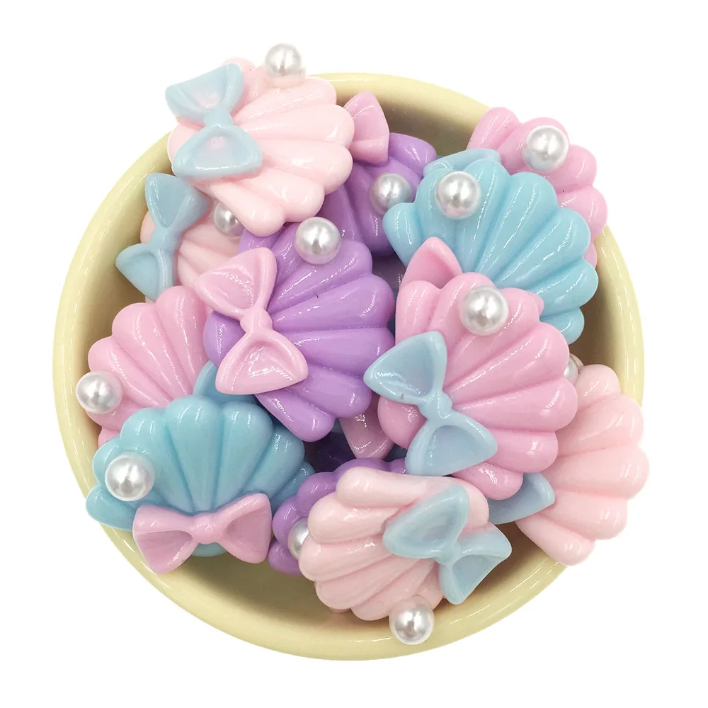 10 шт. Kawaii Shell жемчужные изделия из смолы украшения с плоским основанием | Статуэтки и миниатюры -33035426229