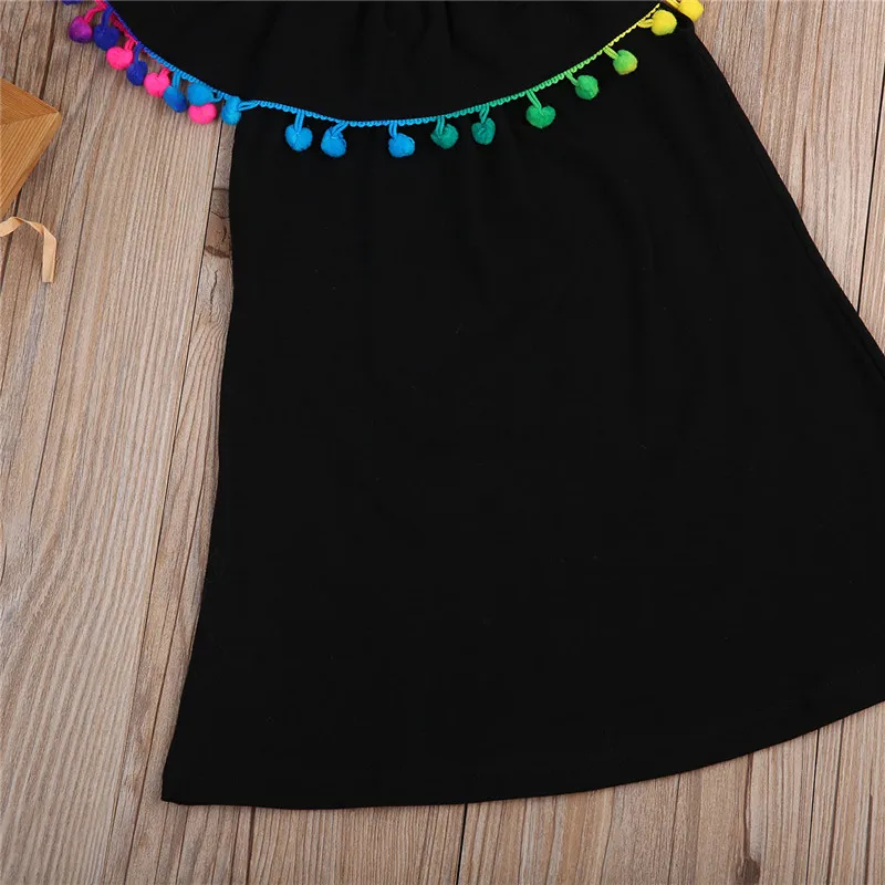 Летнее платье принцессы для девочек Красивое детское мини-платье с бахромой и