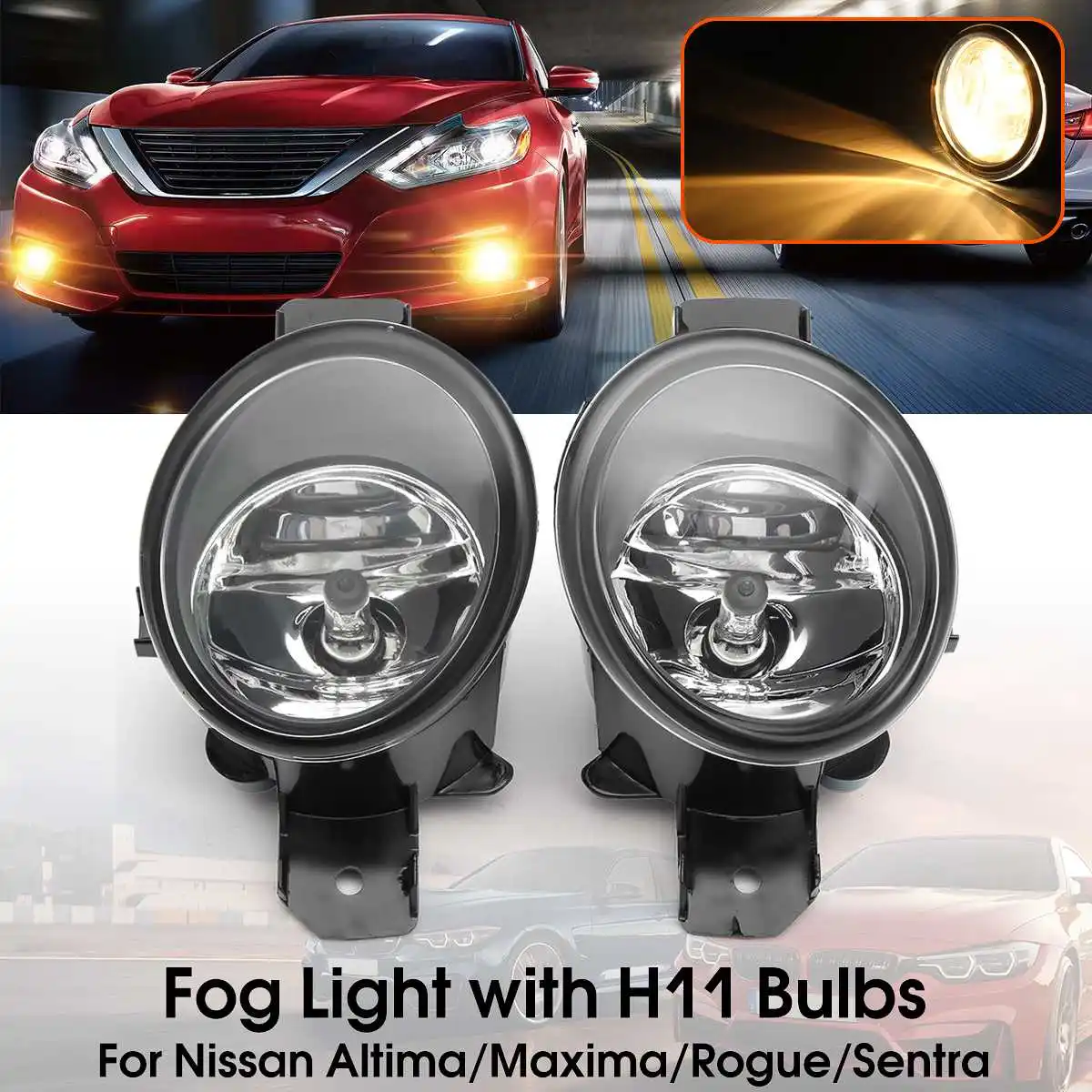 Fog Lights Для NISSAN 4DR космического аппарата изгой 2008 2009 2010 для NISSAN Sentra 2004 2005 2006 55 Вт ясно автомобильный осветительный противотуманный W/H11 лампы 26150-89927 - Цвет: Fog Lights