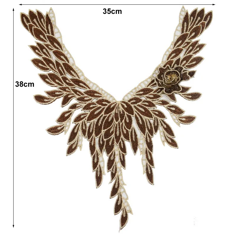 3D Brown Flower Lace Neckline Collar Fabric DIY Manual Wedding Decoration Trim Sewing Scrapbooking | Дом и сад